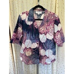 David Shepard Honolulu Women's Hawaiian Ocean Inspired Button-Up Shirt L